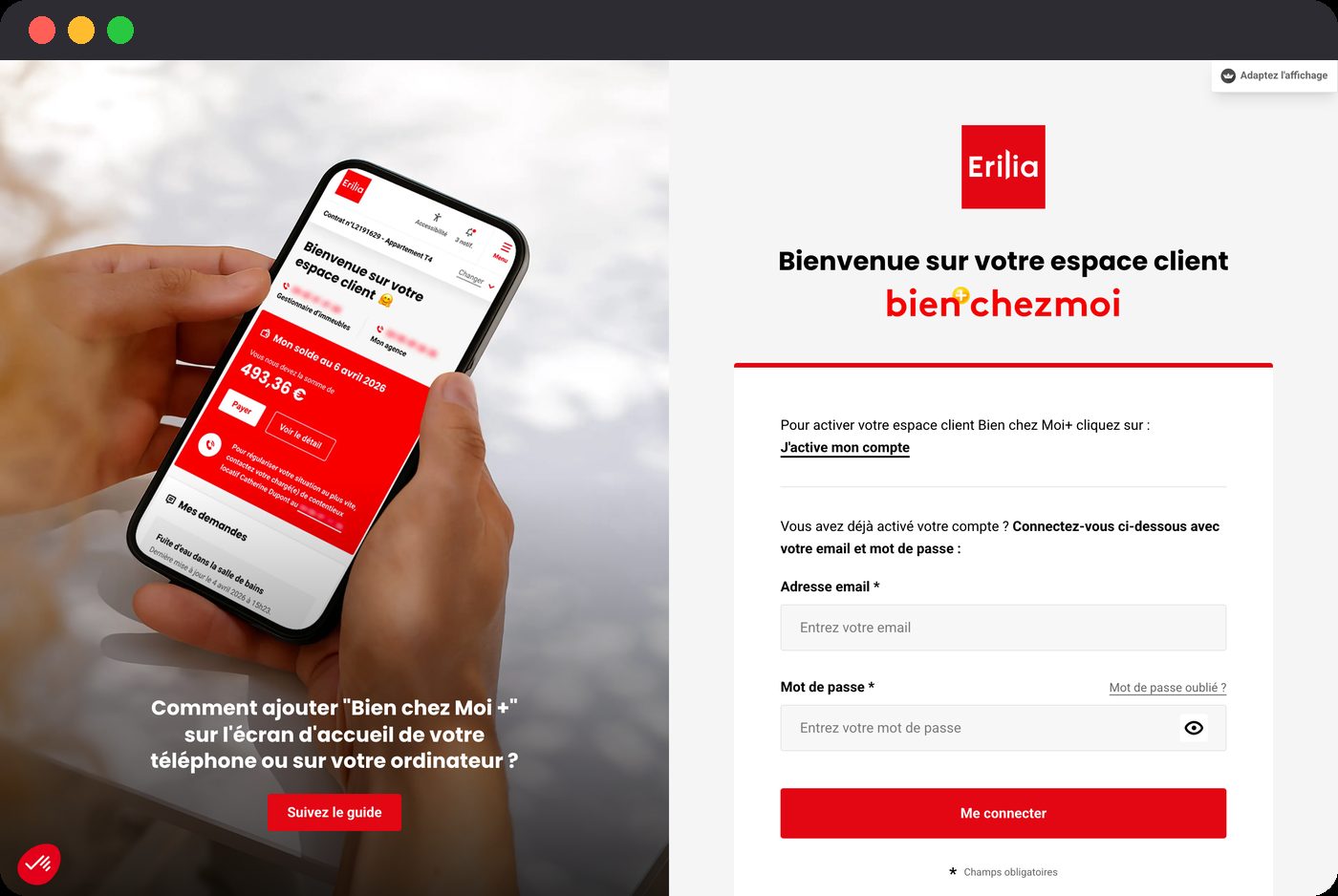 L'espace locataire d'Erilia